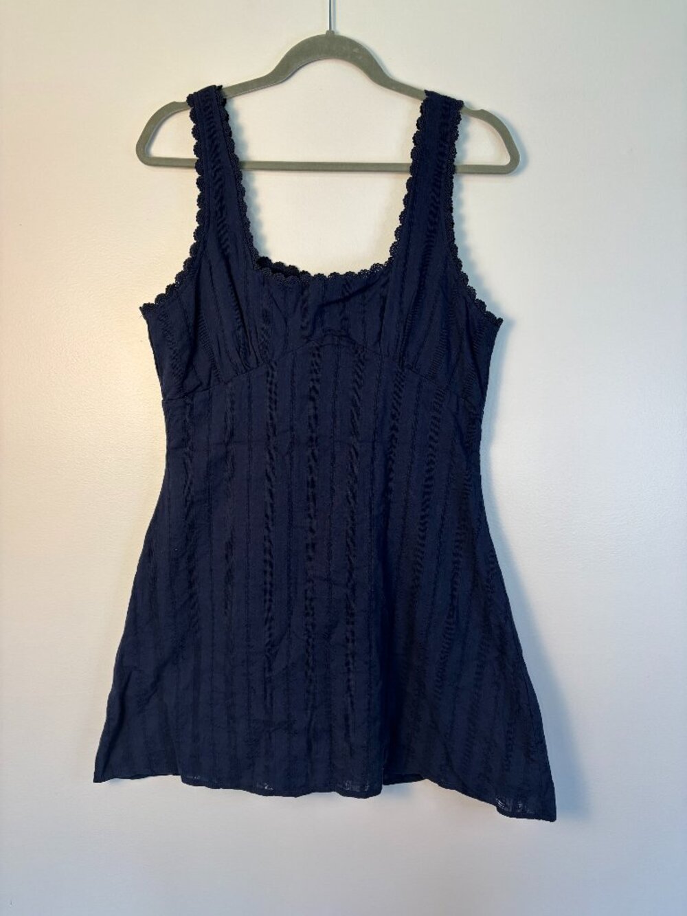 Princess Polly Navy Blue Floral Embroidered Mini Babydoll Dress